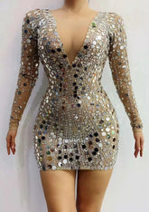 Sequin crystals and mirrors dress